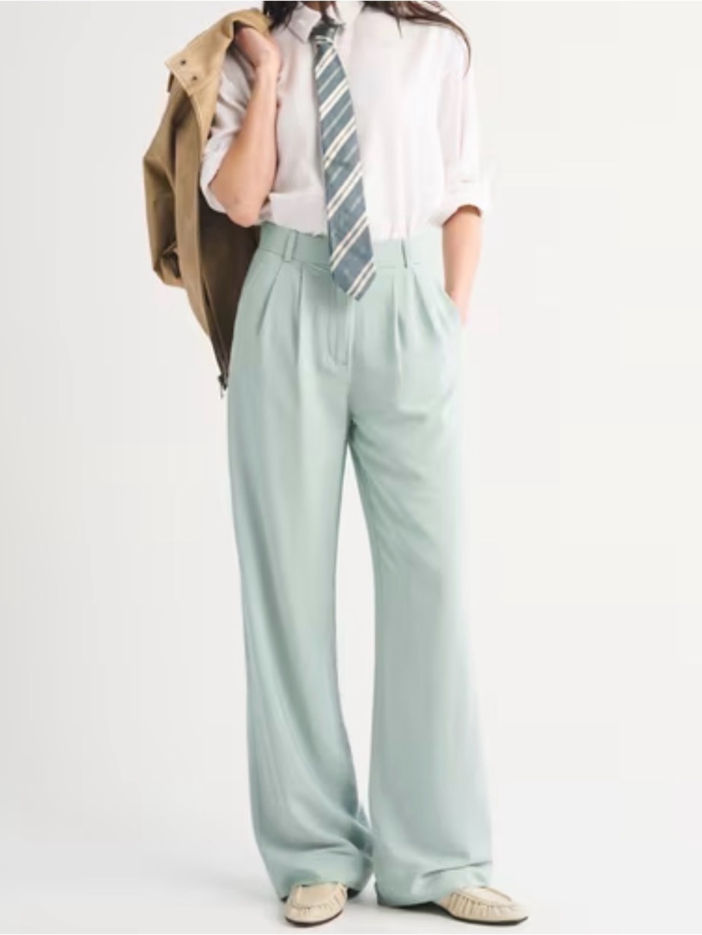 A&F Sloane Lightweight Crepe Tailored Wide Leg Pant Size 0 Regular